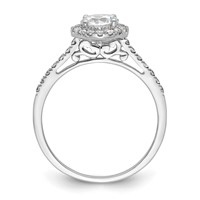 14K White Gold 0.25 Carat Lab Grown Diamond VS SI+ G+ 0.75 Carat Round Center Semi Mount Halo Engagement Ring view 2