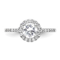 14K White Gold 0.25 Carat Lab Grown Diamond VS SI+ G+ 0.75 Carat Round Center Semi Mount Halo Engagement Ring view 4