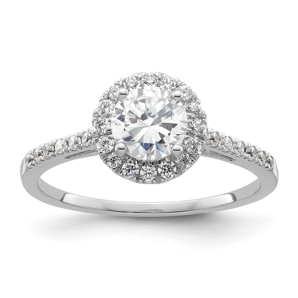 14K White Gold 0.25 Carat Lab Grown Diamond VS SI+ G+ 0.75 Carat Round Center Semi Mount Halo Engagement Ring