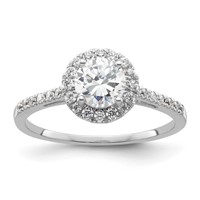 14K White Gold 0.25 Carat Lab Grown Diamond VS SI+ G+ 0.75 Carat Round Center Semi Mount Halo Engagement Ring view 1