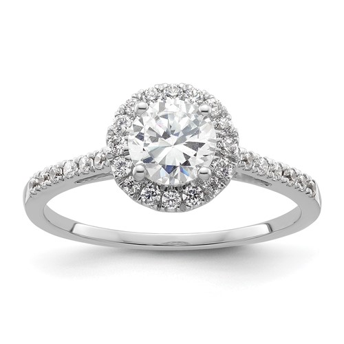 14K White Gold 0.25 Carat Lab Grown Diamond VS SI+ G+ 0.75 Carat Round Center Semi Mount Halo Engagement Ring