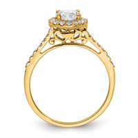 14K Yellow Gold 0.25 Carat Lab Grown Diamond VS SI+ G+ 0.75 Carat Round Center Semi Mount Halo Engagement Ring view 2