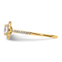14K Yellow Gold 0.25 Carat Lab Grown Diamond VS SI+ G+ 0.75 Carat Round Center Semi Mount Halo Engagement Ring view 3
