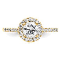 14K Yellow Gold 0.25 Carat Lab Grown Diamond VS SI+ G+ 0.75 Carat Round Center Semi Mount Halo Engagement Ring view 4