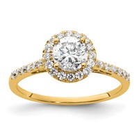14K Yellow Gold 0.25 Carat Lab Grown Diamond VS SI+ G+ 0.75 Carat Round Center Semi Mount Halo Engagement Ring view 1