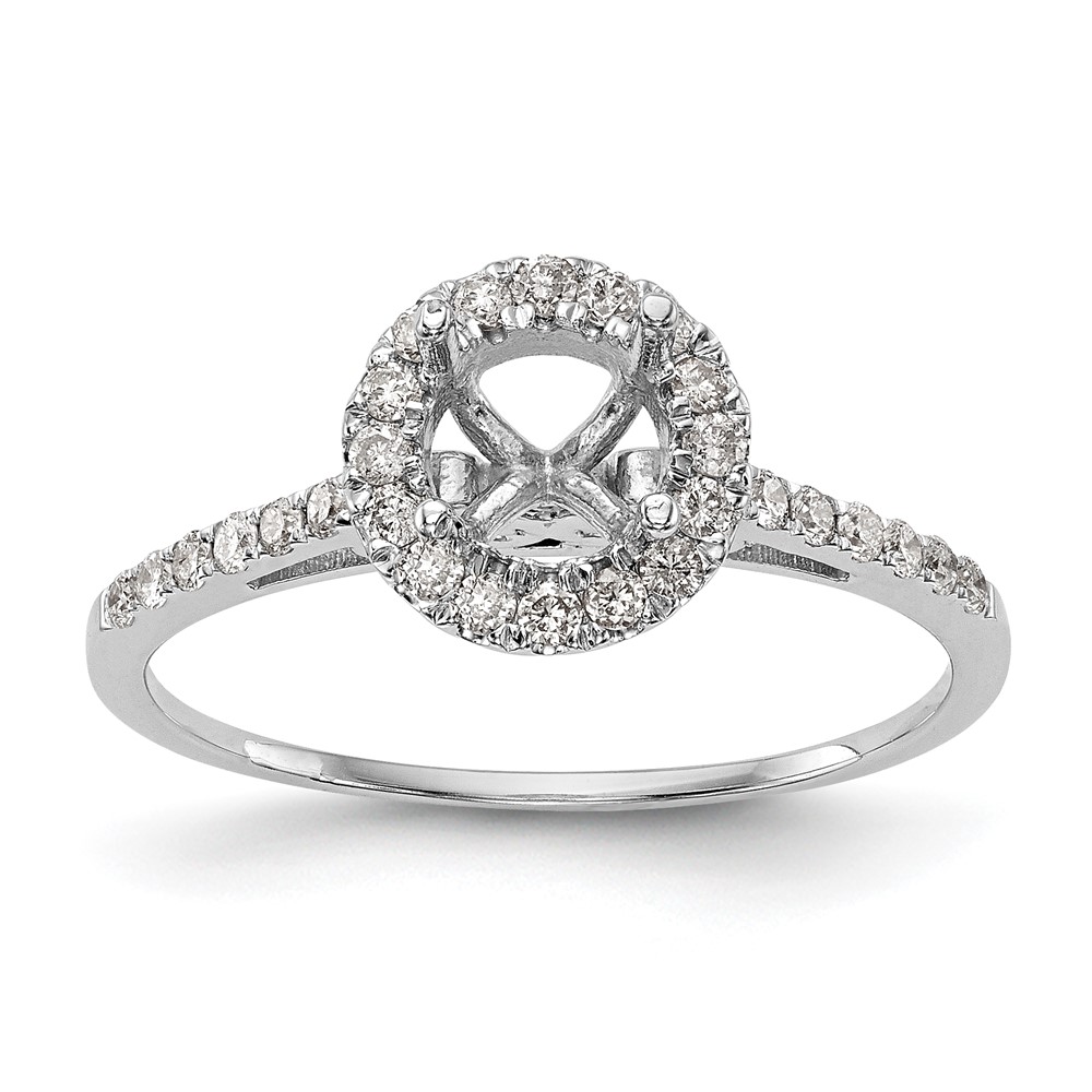 14K White Gold 0.25 Carat Lab Grown Diamond VS SI+ G+ 1 Carat Round Center Semi Mount Halo Engagement Ring