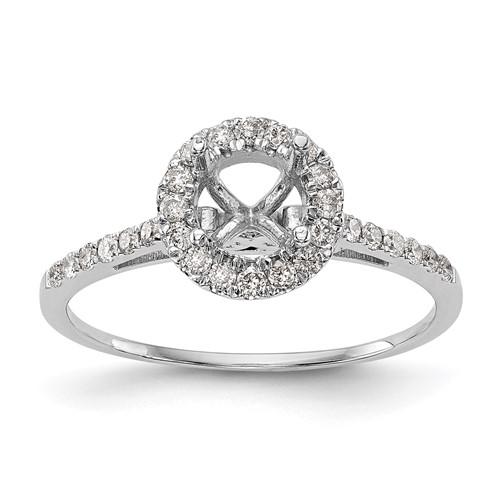 14K White Gold 0.25 Carat Lab Grown Diamond VS SI+ G+ 1 Carat Round Center Semi Mount Halo Engagement Ring