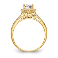 14K Yellow Gold 0.25 Carat Lab Grown Diamond VS SI+ G+ 1 Carat Round Center Semi Mount Halo Engagement Ring view 2