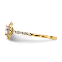 14K Yellow Gold 0.25 Carat Lab Grown Diamond VS SI+ G+ 1 Carat Round Center Semi Mount Halo Engagement Ring view 3