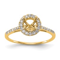 14K Yellow Gold 0.25 Carat Lab Grown Diamond VS SI+ G+ 1 Carat Round Center Semi Mount Halo Engagement Ring view 1