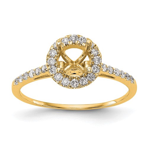 14K Yellow Gold 0.25 Carat Lab Grown Diamond VS SI+ G+ 1 Carat Round Center Semi Mount Halo Engagement Ring