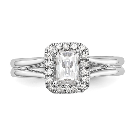 Emerald-Cut Halo Diamond Semi-mount Engagement Rings