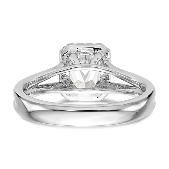 Emerald-Cut Halo Diamond Semi-mount Engagement Rings