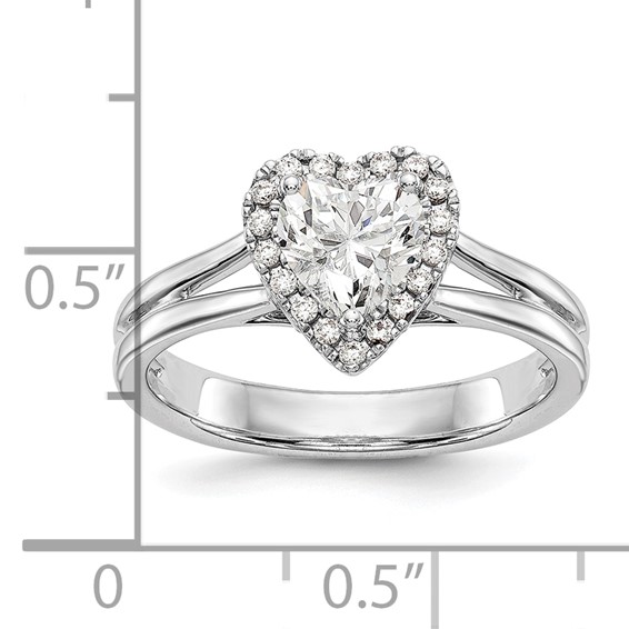 Heart Halo Diamond Semi-mount Engagement Rings