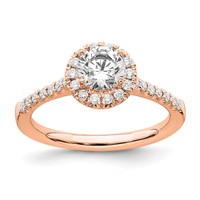14K Rose Gold 0.75 Carat Lab Grown Diamond VS SI+ G+ Round Complete Halo Engagement Ring view 1