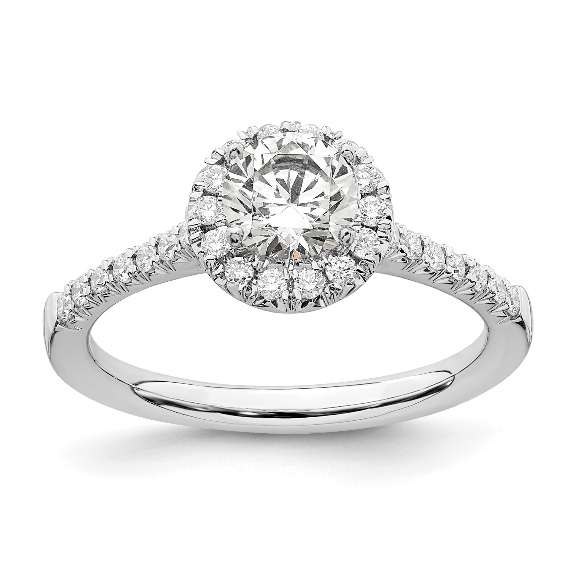 True Origin 14K White Gold 1/4 carat Lab Grown Diamond VS  D E F  Semi Mount Round Halo Engagement Ring (RM2057E-050-WLD)