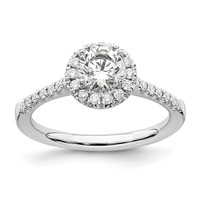 True Origin 14K White Gold 0.25 Carat Lab Grown Diamond VS+ F+ Semi-Mount Round Halo Engagement Ring view 1