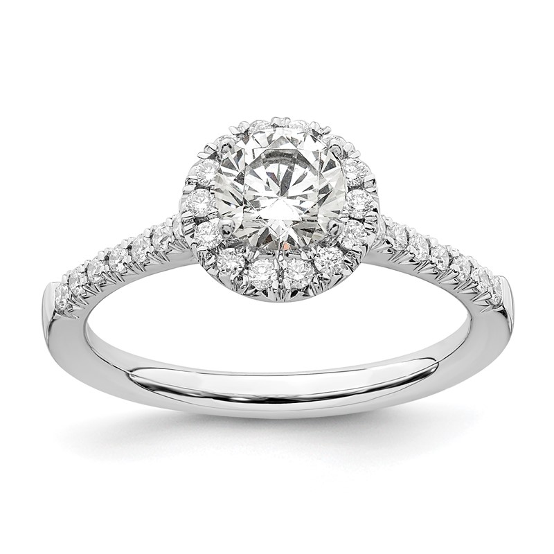 True Origin 14K White Gold 1/4 carat Lab Grown Diamond VS  D E F  Semi Mount Round Halo Engagement Ring
