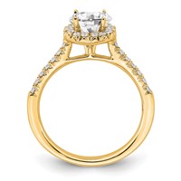 14K Yellow Gold 0.75 Carat Lab Grown Diamond VS SI+ G+ Round Complete Halo Engagement Ring view 2