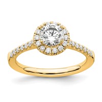 14K Yellow Gold 0.75 Carat Lab Grown Diamond VS SI+ G+ Round Complete Halo Engagement Ring view 1
