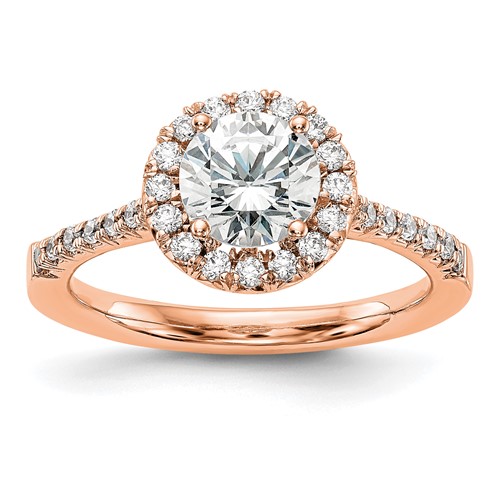 14K Rose Gold 0.33 Carat Lab Grown Diamond VS SI+ G+ 1 Carat Center Round Semi Mount Engagement Ring