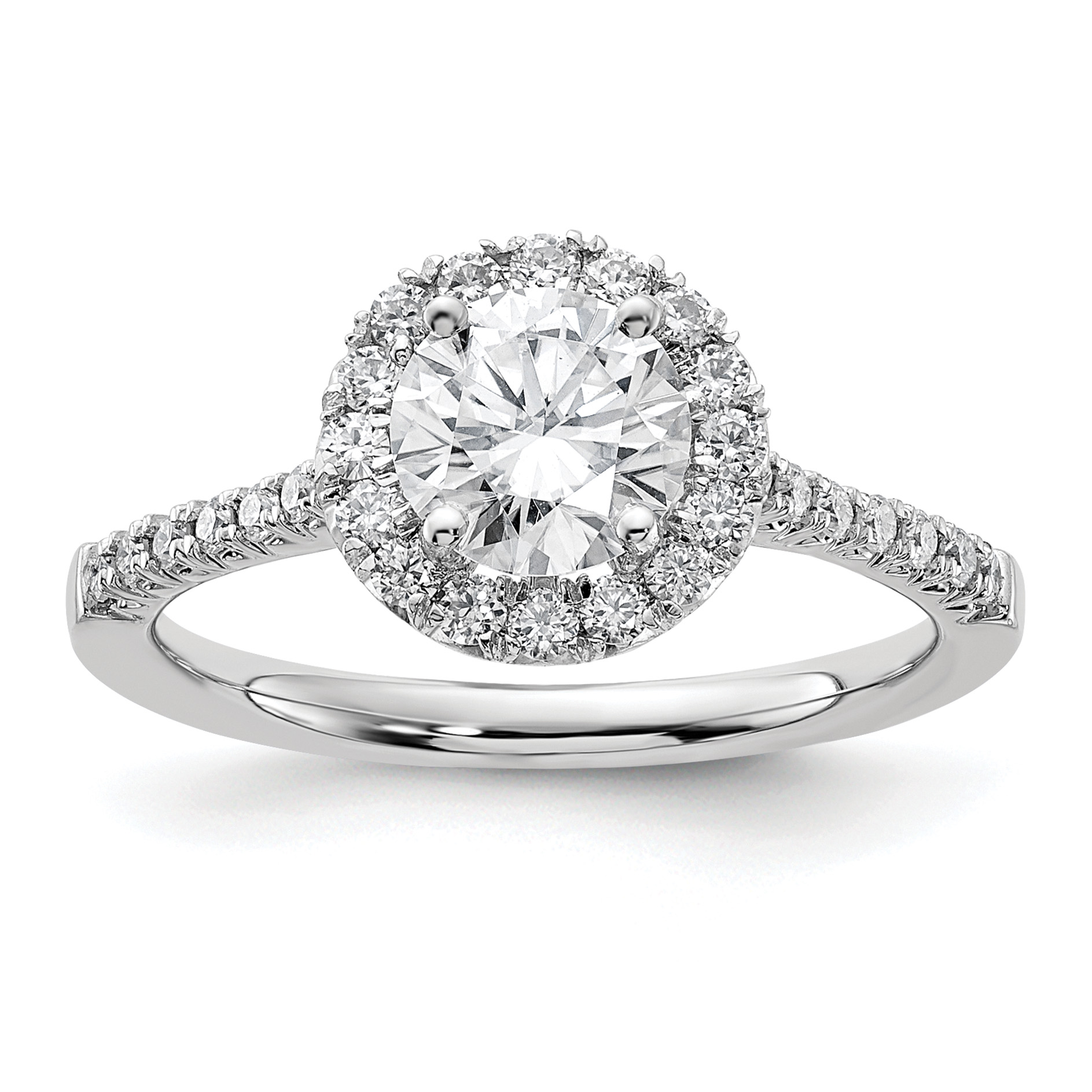 True Origin 14K White Gold 1/3 carat Lab Grown Diamond VS  D E F  Semi Mount Round Halo Engagement Ring (RM2057E-100-WLD)