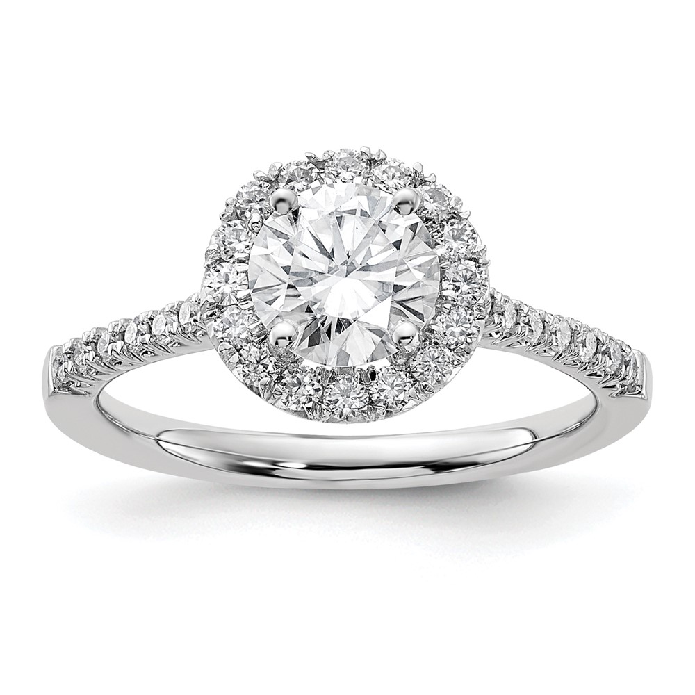 True Origin 14K White Gold 1/3 carat Lab Grown Diamond VS  D E F  Semi Mount Round Halo Engagement Ring (RM2057E-100-WLD)