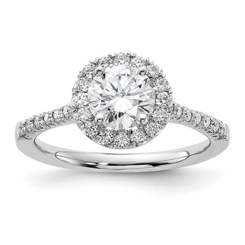 True Origin 14K White Gold 0.33 Carat Lab Grown Diamond VS+ F+ Semi-Mount Round Halo Engagement Ring