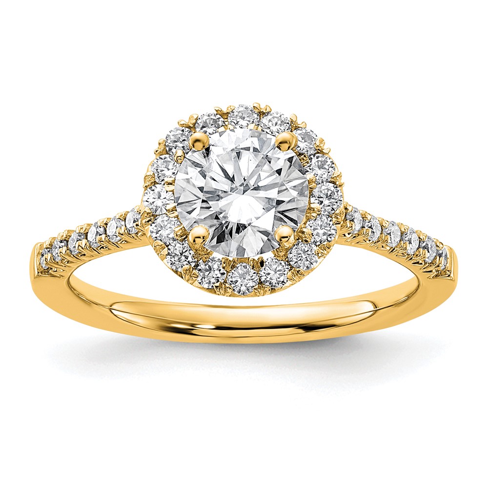 14K Yellow Gold 0.33 Carat Lab Grown Diamond VS SI+ G+ 1 Carat Center Round Semi Mount Engagement Ring