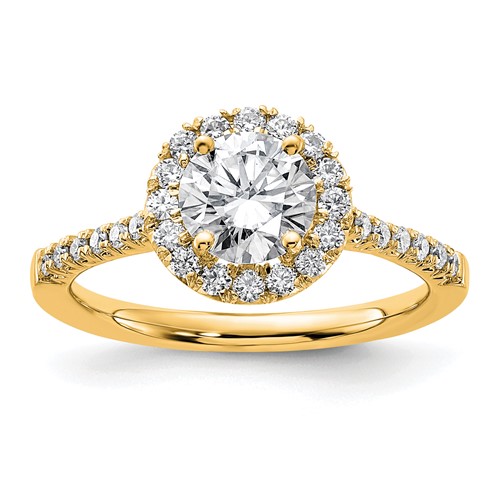 14K Yellow Gold 0.33 Carat Lab Grown Diamond VS SI+ G+ 1 Carat Center Round Semi Mount Engagement Ring