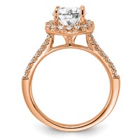 14K Rose Gold 0.50 Carat Lab Grown Diamond VS SI+ G+ 1.50 Carat Center Round Semi Mount Engagement Ring view 2