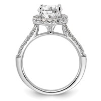 True Origin 14K White Gold 0.50 Carat Lab Grown Diamond VS+ F+ Semi-Mount Round Halo Engagement Ring view 2