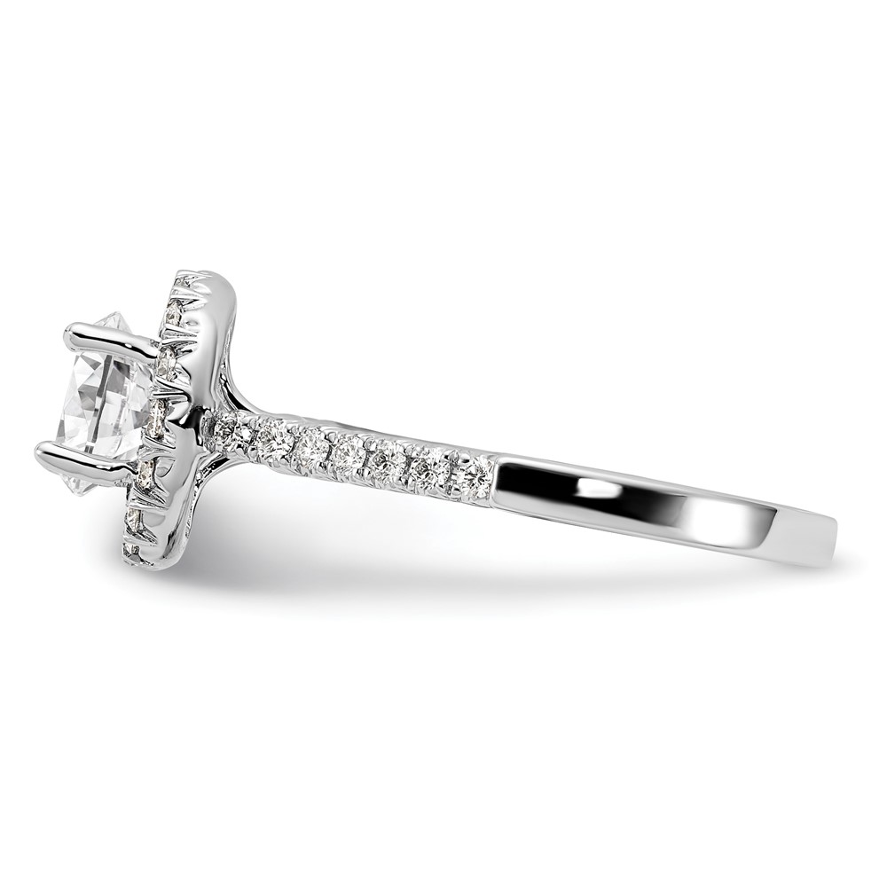 True Origin 14K White Gold 1/2 carat Lab Grown Diamond VS  D E F  Semi Mount Round Halo Engagement Ring (RM2057E-150-WLD)