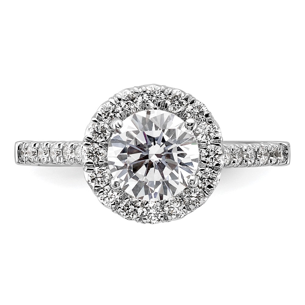 True Origin 14K White Gold 1/2 carat Lab Grown Diamond VS  D E F  Semi Mount Round Halo Engagement Ring (RM2057E-150-WLD)