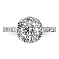 True Origin 14K White Gold 0.50 Carat Lab Grown Diamond VS+ F+ Semi-Mount Round Halo Engagement Ring view 4
