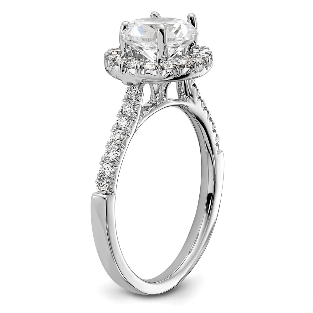 True Origin 14K White Gold 1/2 carat Lab Grown Diamond VS  D E F  Semi Mount Round Halo Engagement Ring (RM2057E-150-WLD)