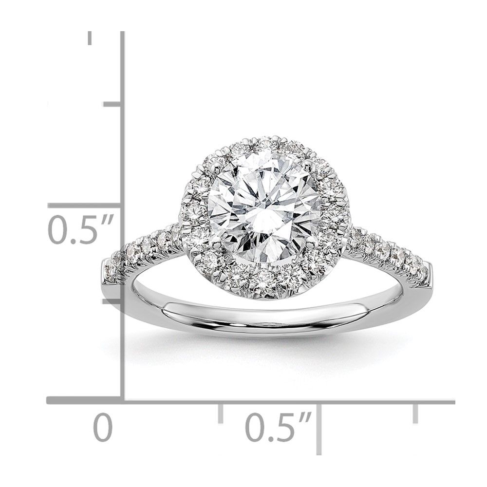 True Origin 14K White Gold 1/2 carat Lab Grown Diamond VS  D E F  Semi Mount Round Halo Engagement Ring (RM2057E-150-WLD)