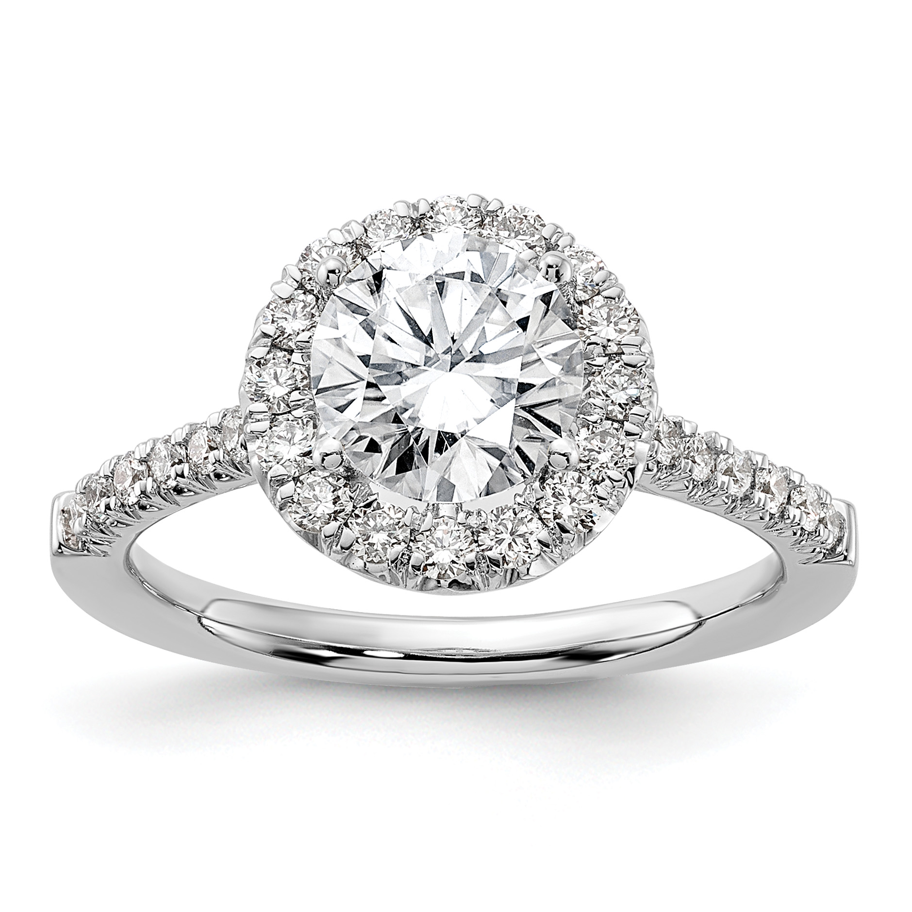 14k White Gold 1/2 carat Lab Grown Diamond VS/SI+ G+ 1 1/2 carat Center Round Semi Mount Engagement Ring (RM2057E-150-7WLG)