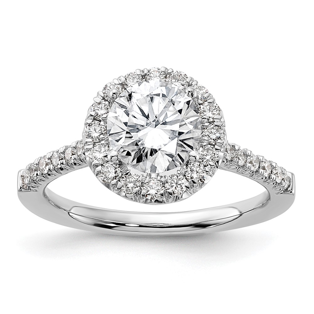 14k White Gold 1/2 carat Lab Grown Diamond VS/SI+ G+ 1 1/2 carat Center Round Semi Mount Engagement Ring (RM2057E-150-7WLG)