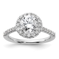 True Origin 14K White Gold 0.50 Carat Lab Grown Diamond VS+ F+ Semi-Mount Round Halo Engagement Ring view 1