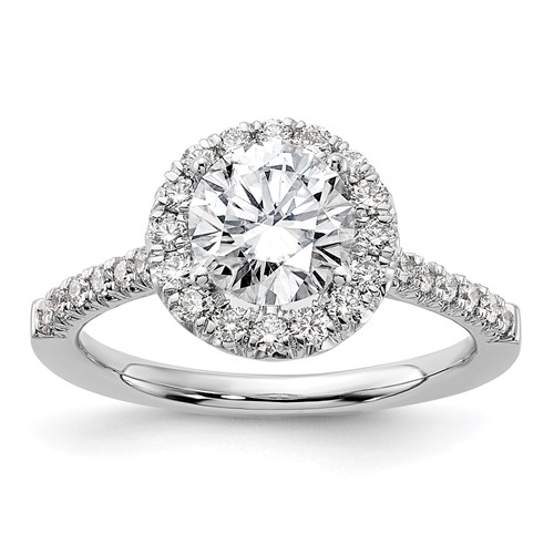 True Origin 14K White Gold 0.50 Carat Lab Grown Diamond VS+ F+ Semi-Mount Round Halo Engagement Ring