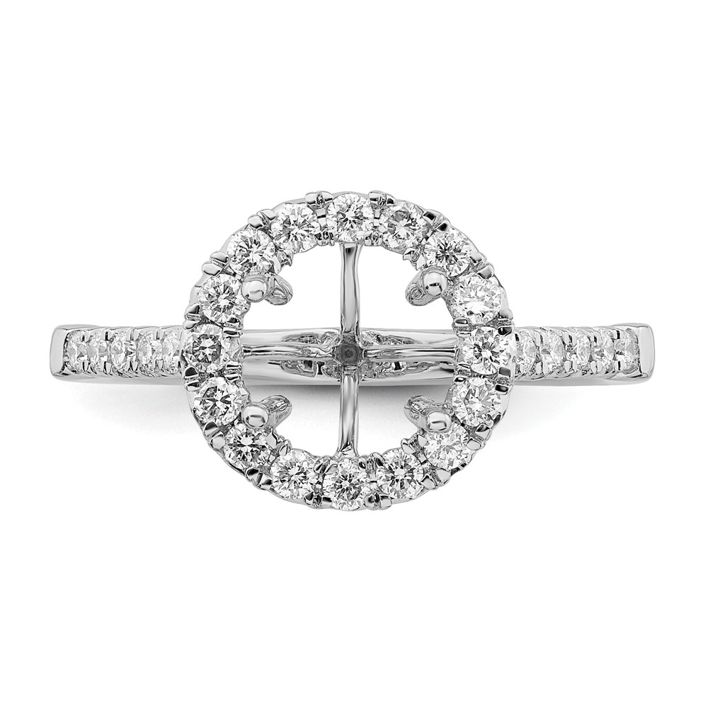 True Origin 14K White Gold 1/2 carat Lab Grown Diamond VS  D E F  Semi Mount Round Halo Engagement Ring (RM2057E-200-WLD)