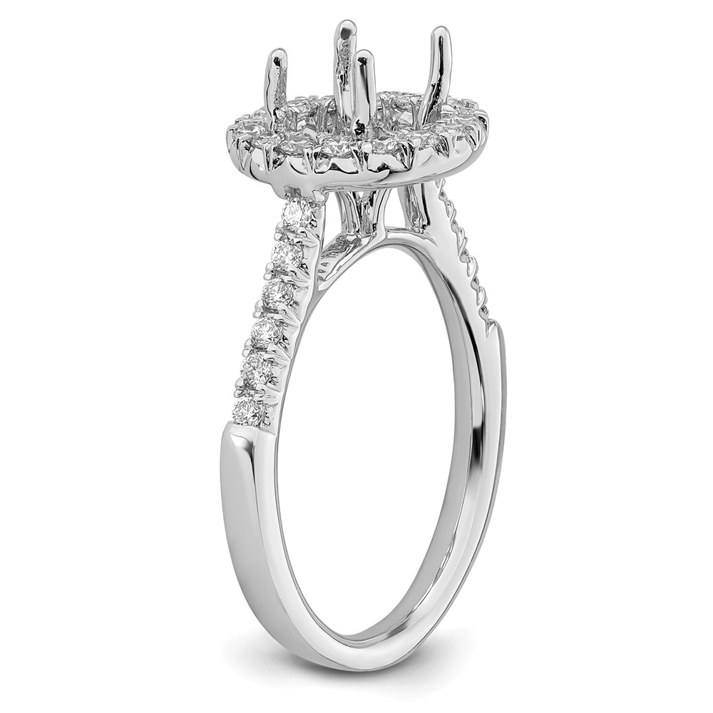 True Origin 14K White Gold 1/2 carat Lab Grown Diamond VS  D E F  Semi Mount Round Halo Engagement Ring (RM2057E-200-WLD)