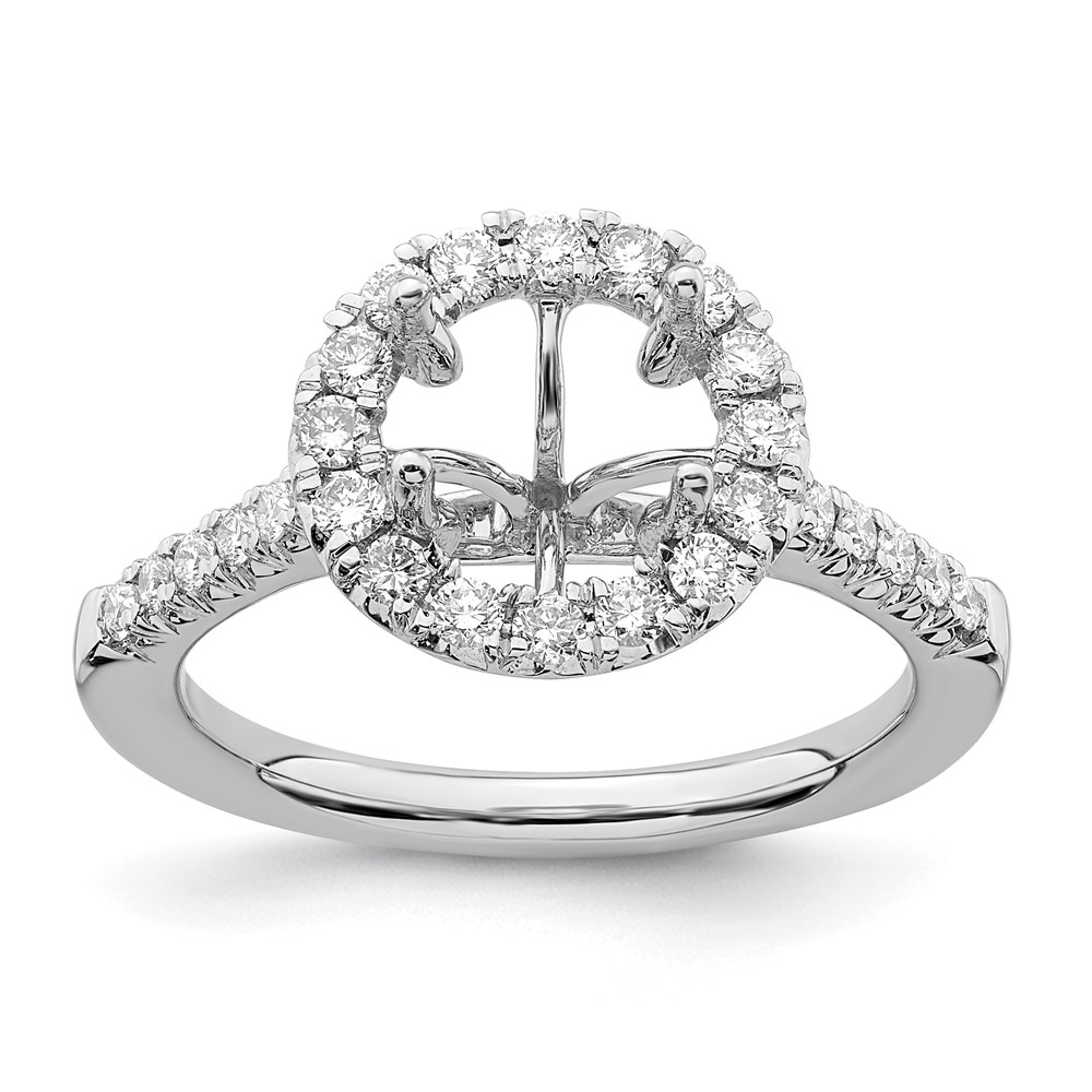 True Origin 14K White Gold 1/2 carat Lab Grown Diamond VS  D E F  Semi Mount Round Halo Engagement Ring (RM2057E-200-WLD)
