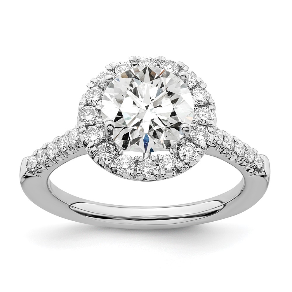 14k White Gold 1/2 carat Lab Grown Diamond VS/SI+ G+ 2 carat Center Round Semi Mount Engagement Ring (RM2057E-200-7WLG)