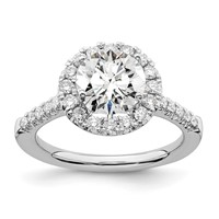 True Origin 14K White Gold 0.50 Carat Lab Grown Diamond VS+ F+ Semi-Mount Round Halo Engagement Ring view 1