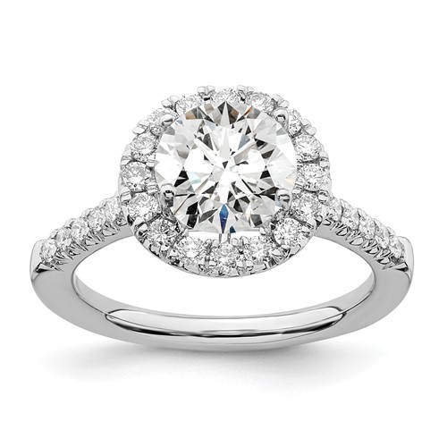 True Origin 14K White Gold 0.50 Carat Lab Grown Diamond VS+ F+ Semi-Mount Round Halo Engagement Ring