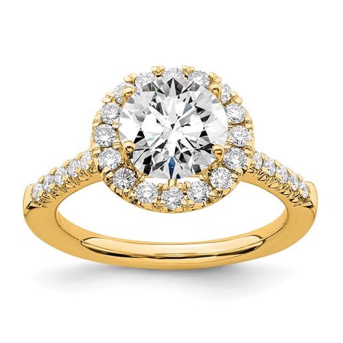 14K Yellow Gold 0.50 Carat Lab Grown Diamond VS SI+ G+ 2 Carat Center Round Semi Mount Engagement Ring