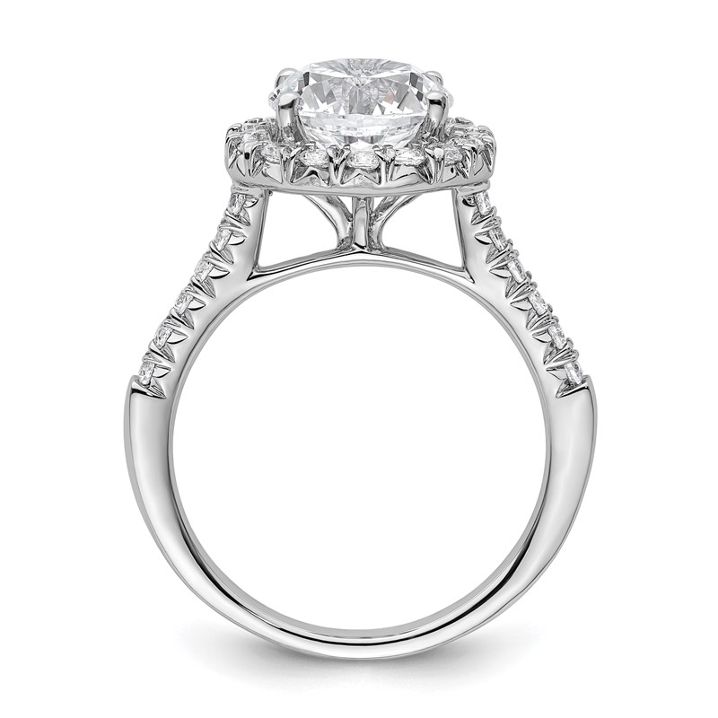 14kw Lab Grown VS/SI+ G+ Dia Round Halo Semi-mount Engagement Ring