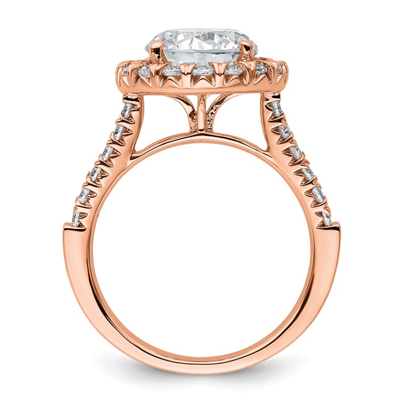 14k Rose Gold 5/8 carat Lab Grown Diamond VS/SI+ G+ 3 carat Center Round Semi Mount Engagement Ring